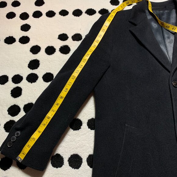 Hugo Boss Wool Trench Coat Large Black Preppy Old Money Corpcore 90s Overcoat - Picture 15 of 16